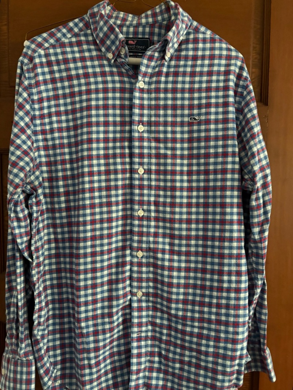 Vineyard Vines Men's Medium Button-Down Plaid Shirt - Blue & Red